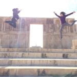 Classmates playing in the ruins of Amman, Jordan