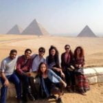 class group visiting the pyramids of Egypt